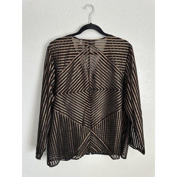 Chico's Travelers Collection Jacket Womens Size 3 XL Striped Copper Shimmer Zip - Picture 2 of 7